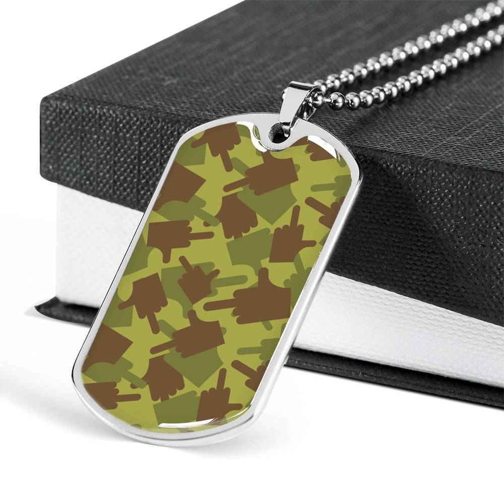 Fuck You Green Camo Dog-Tag Necklace