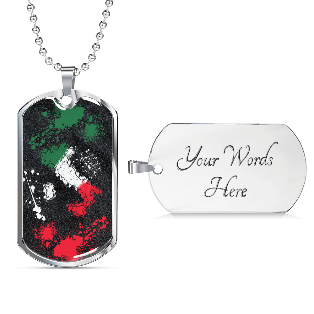 Italy Flag Map Paint Art Dog-Tag Necklace