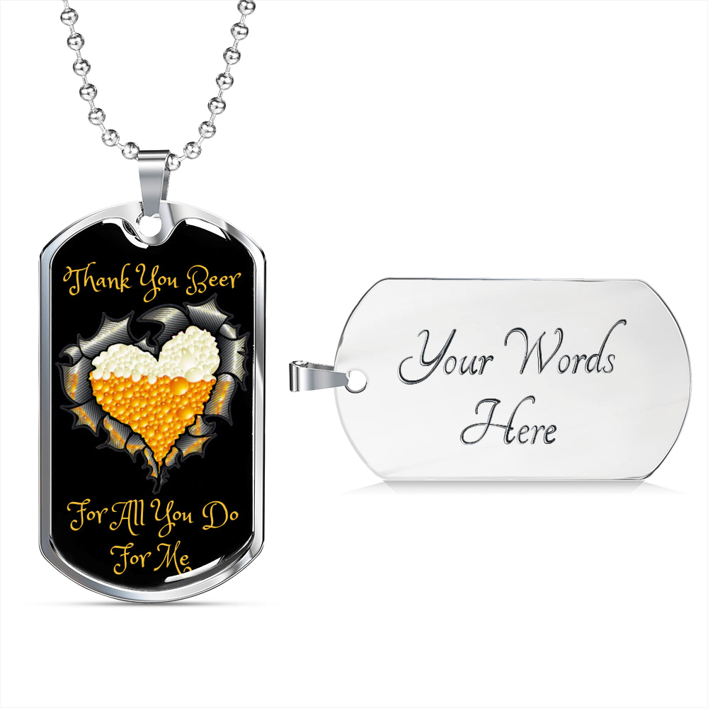 Thank You Beer Funny Beer Lover Dog-Tag Necklace