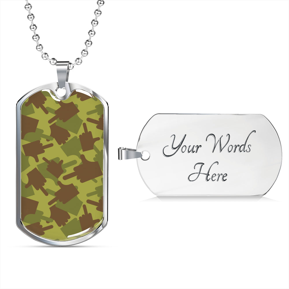 Fuck You Green Camo Dog-Tag Necklace