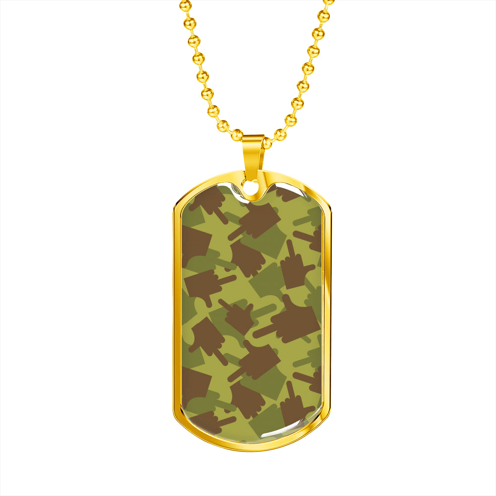 Fuck You Green Camo Dog-Tag Necklace