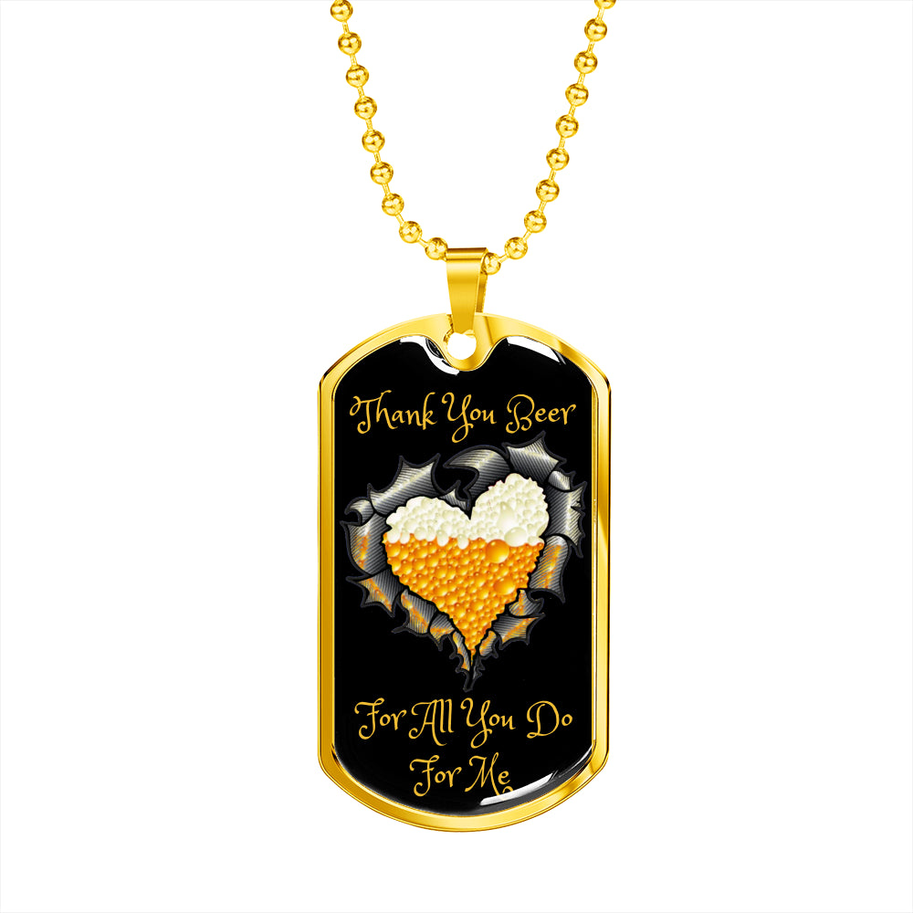 Thank You Beer Funny Beer Lover Dog-Tag Necklace