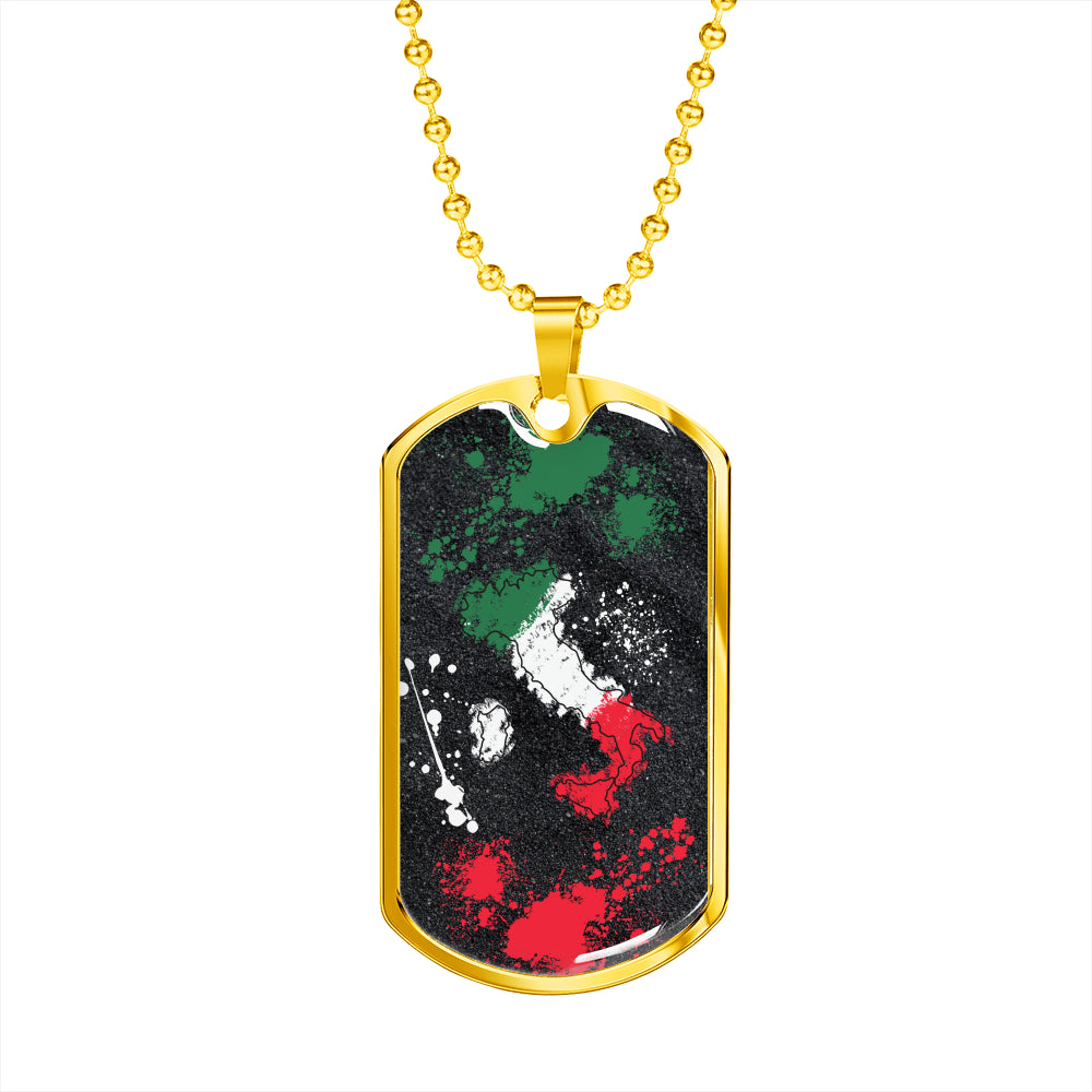 Italy Flag Map Paint Art Dog-Tag Necklace