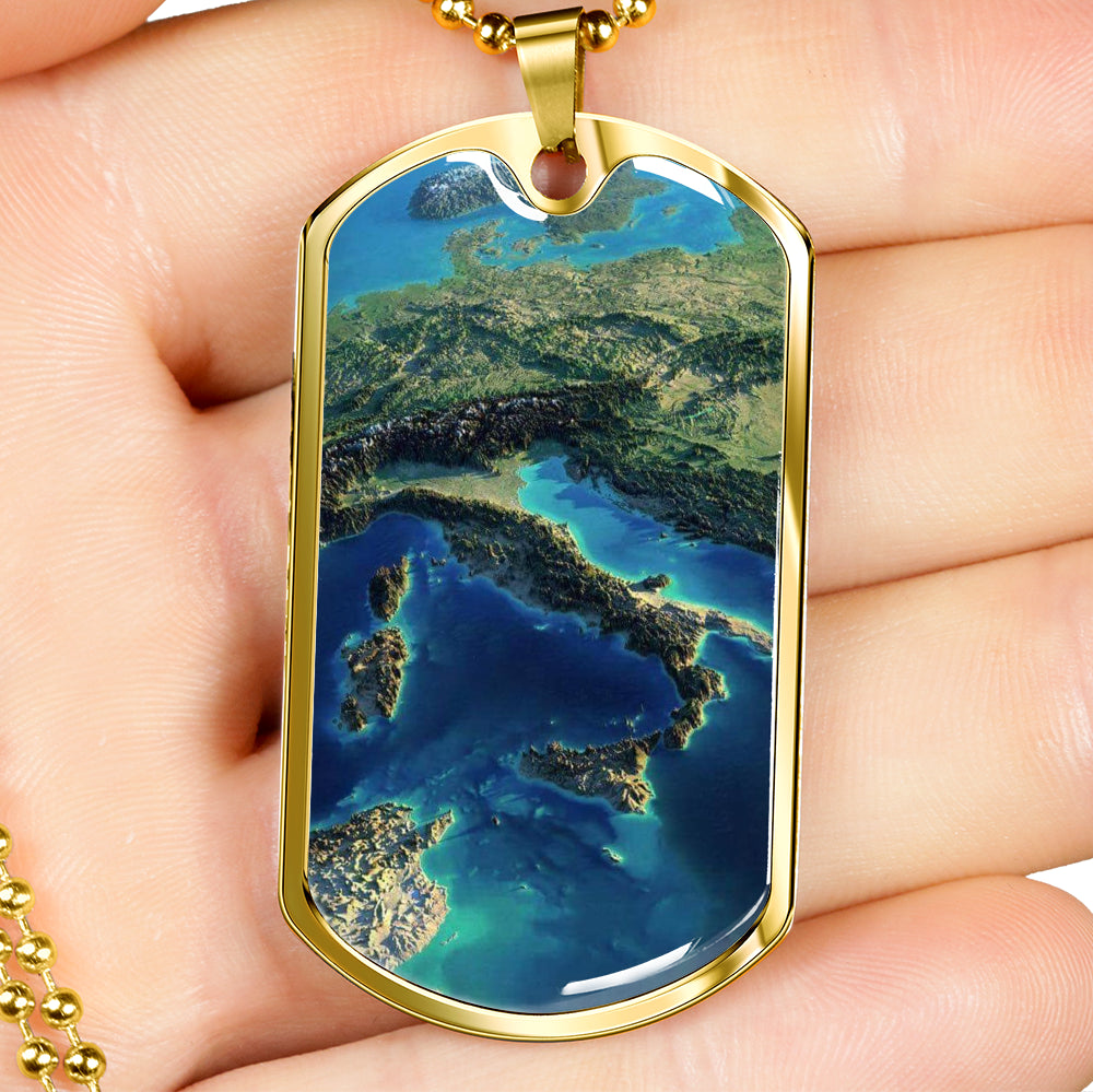 Italia Satellite View Dog-Tag