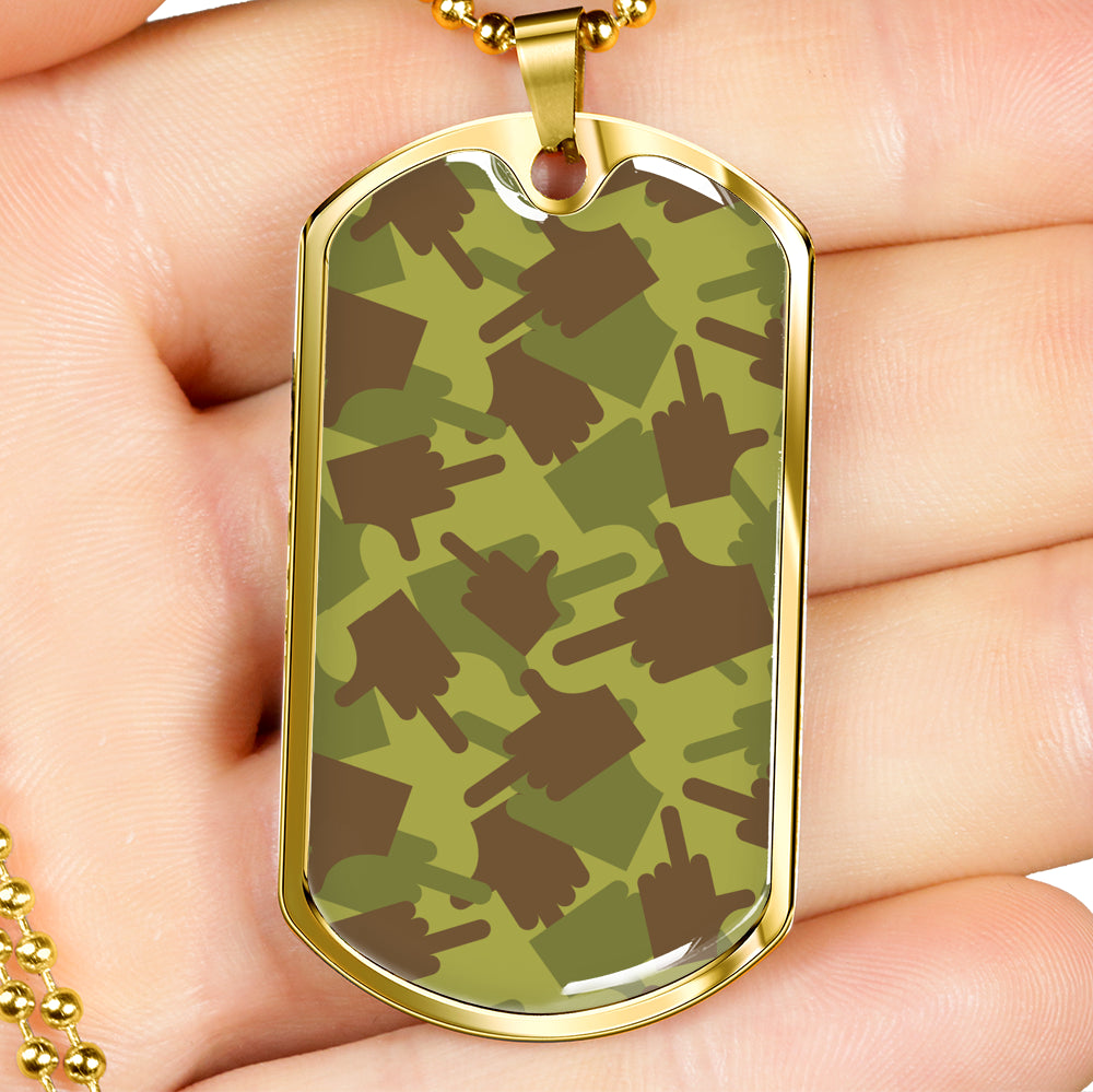 Fuck You Green Camo Dog-Tag Necklace
