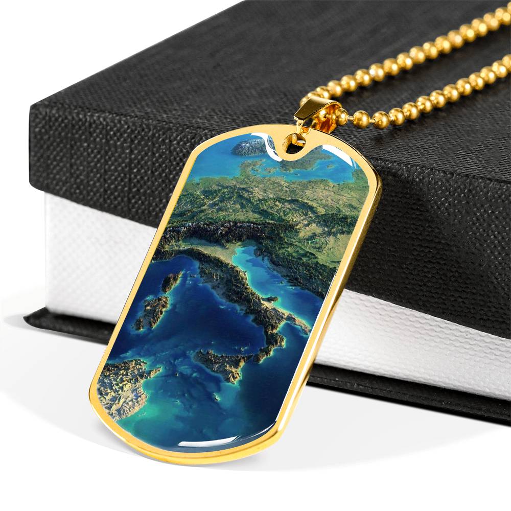 Italia Satellite View Dog-Tag