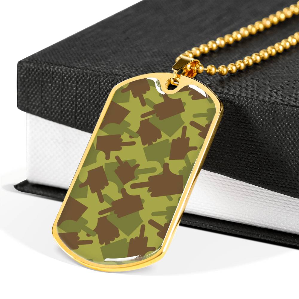 Fuck You Green Camo Dog-Tag Necklace