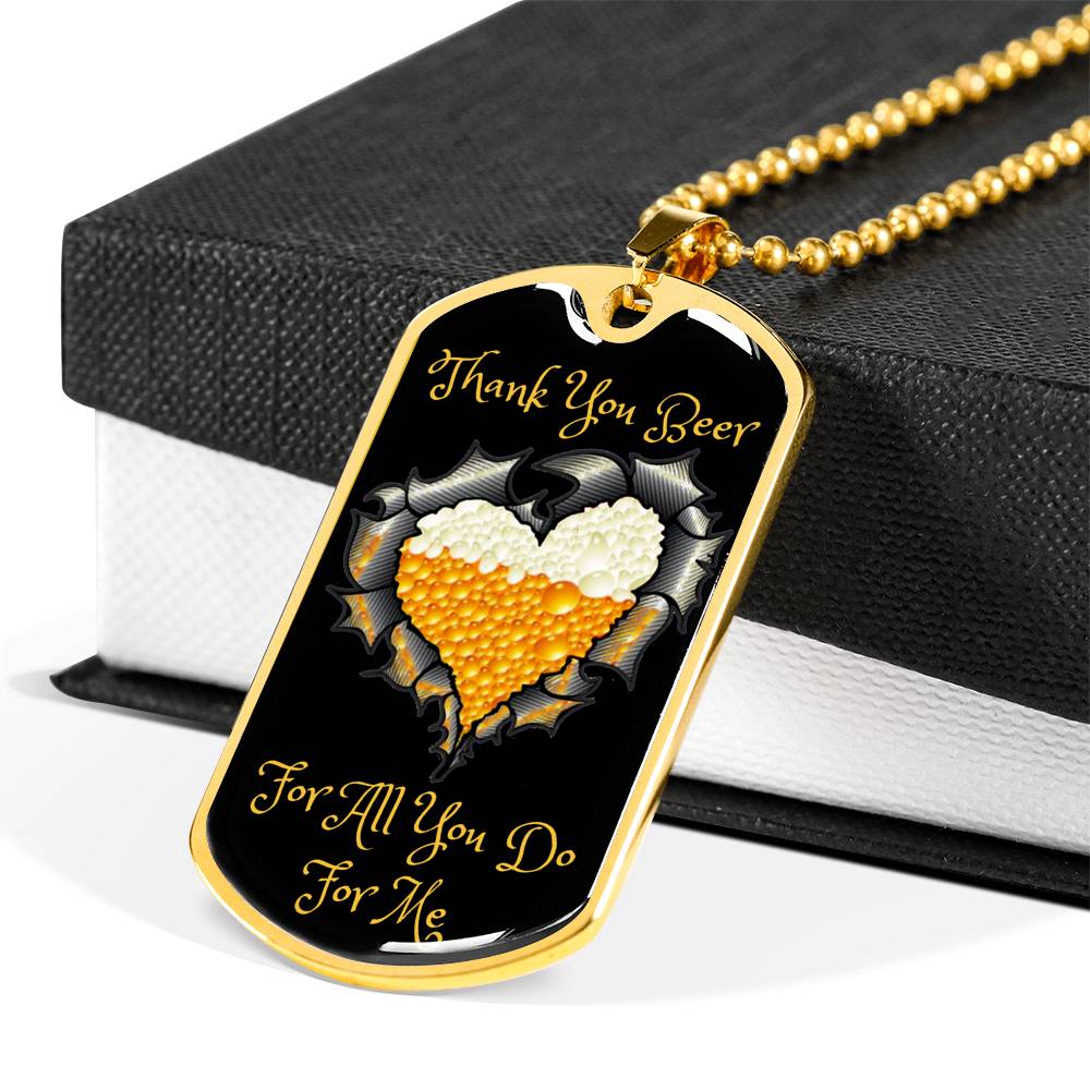 Thank You Beer Funny Beer Lover Dog-Tag Necklace