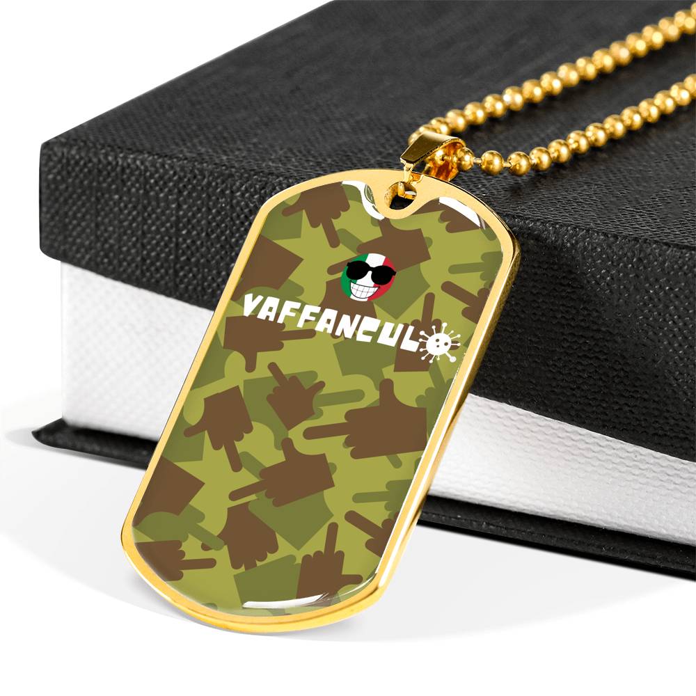 Vaffanculo Green Camo Dog-Tag Necklace