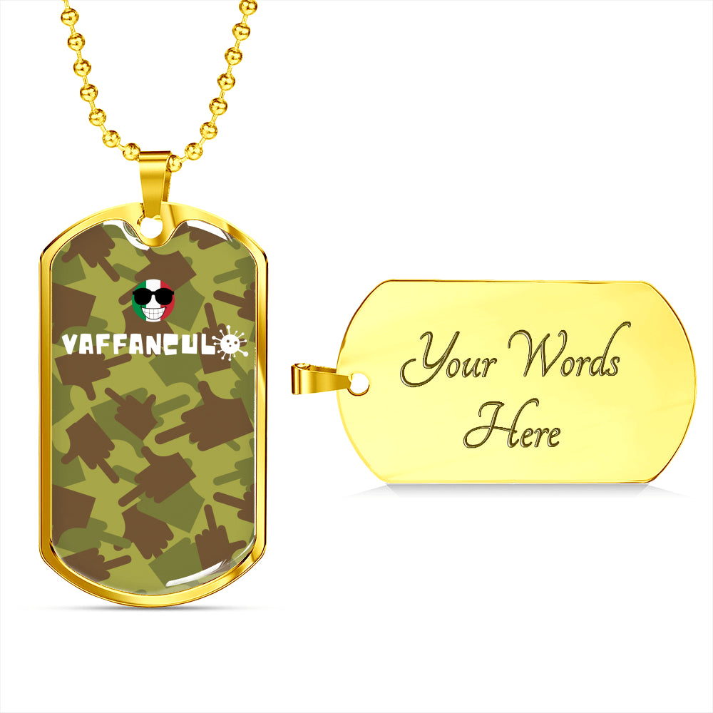 Vaffanculo Green Camo Dog-Tag Necklace