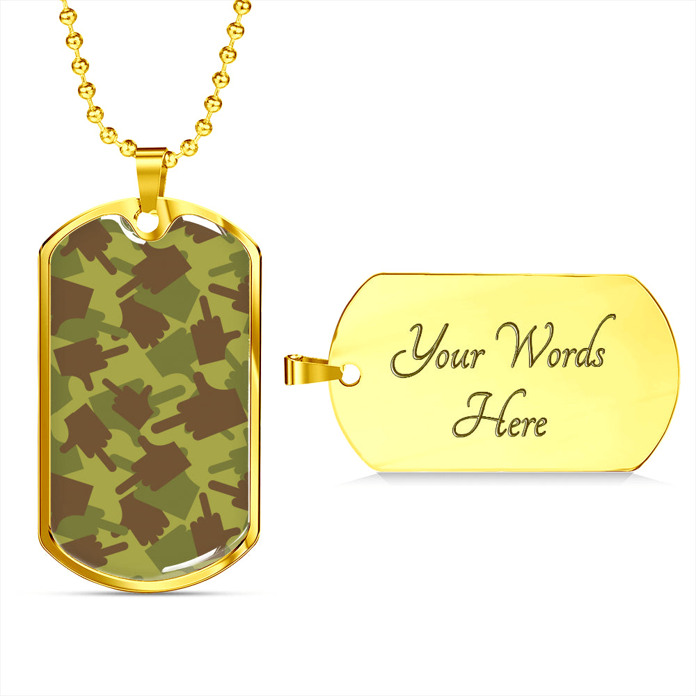 Fuck You Green Camo Dog-Tag Necklace