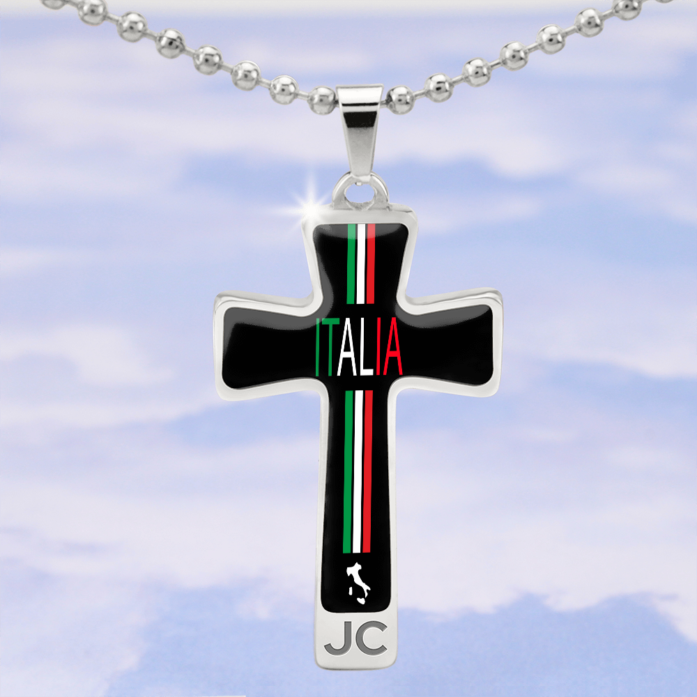 Italia Cross Pendant With Military Ball Chain