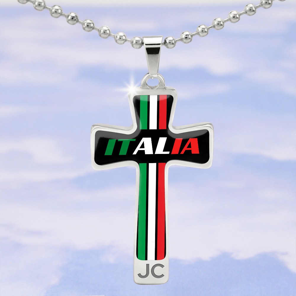 Italia Cross Pendant With Military Ball Chain