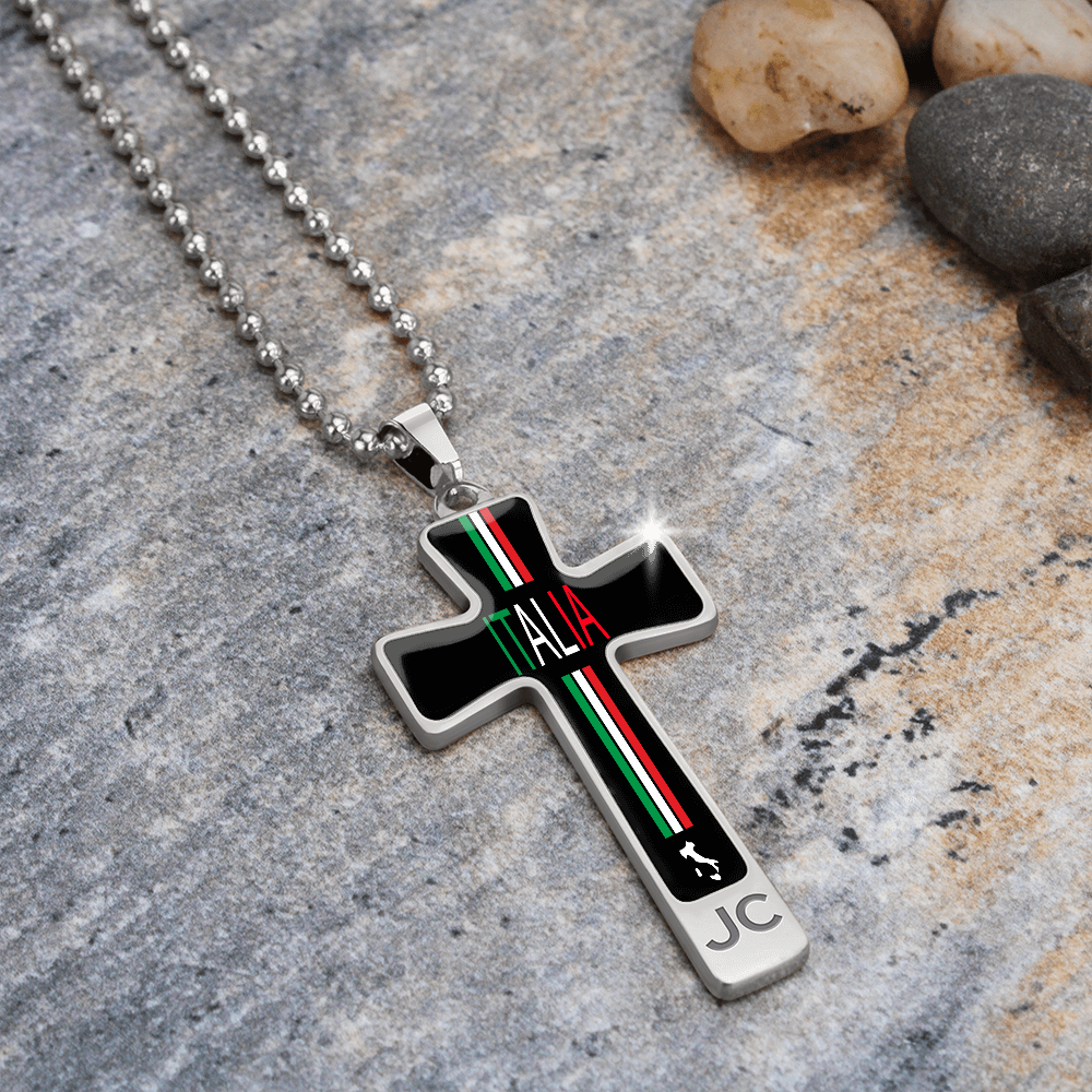 Italia Cross Pendant With Military Ball Chain