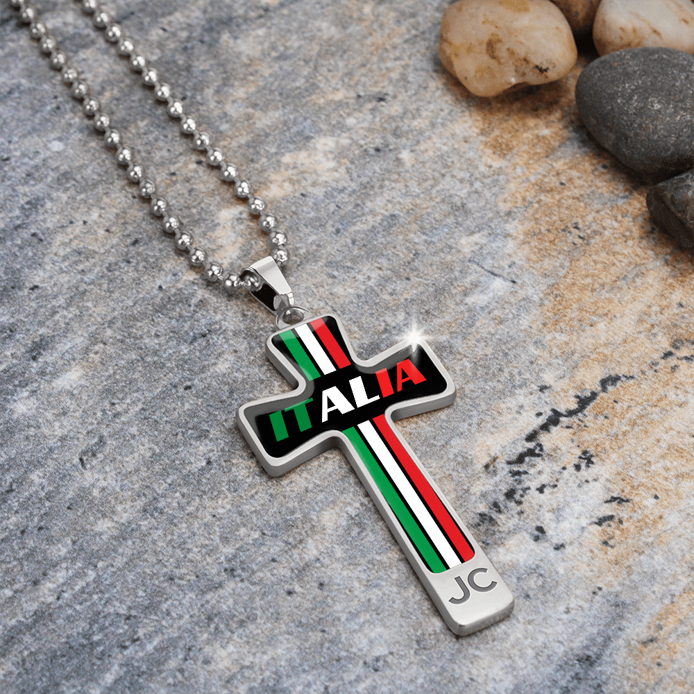 Italia Cross Pendant With Military Ball Chain
