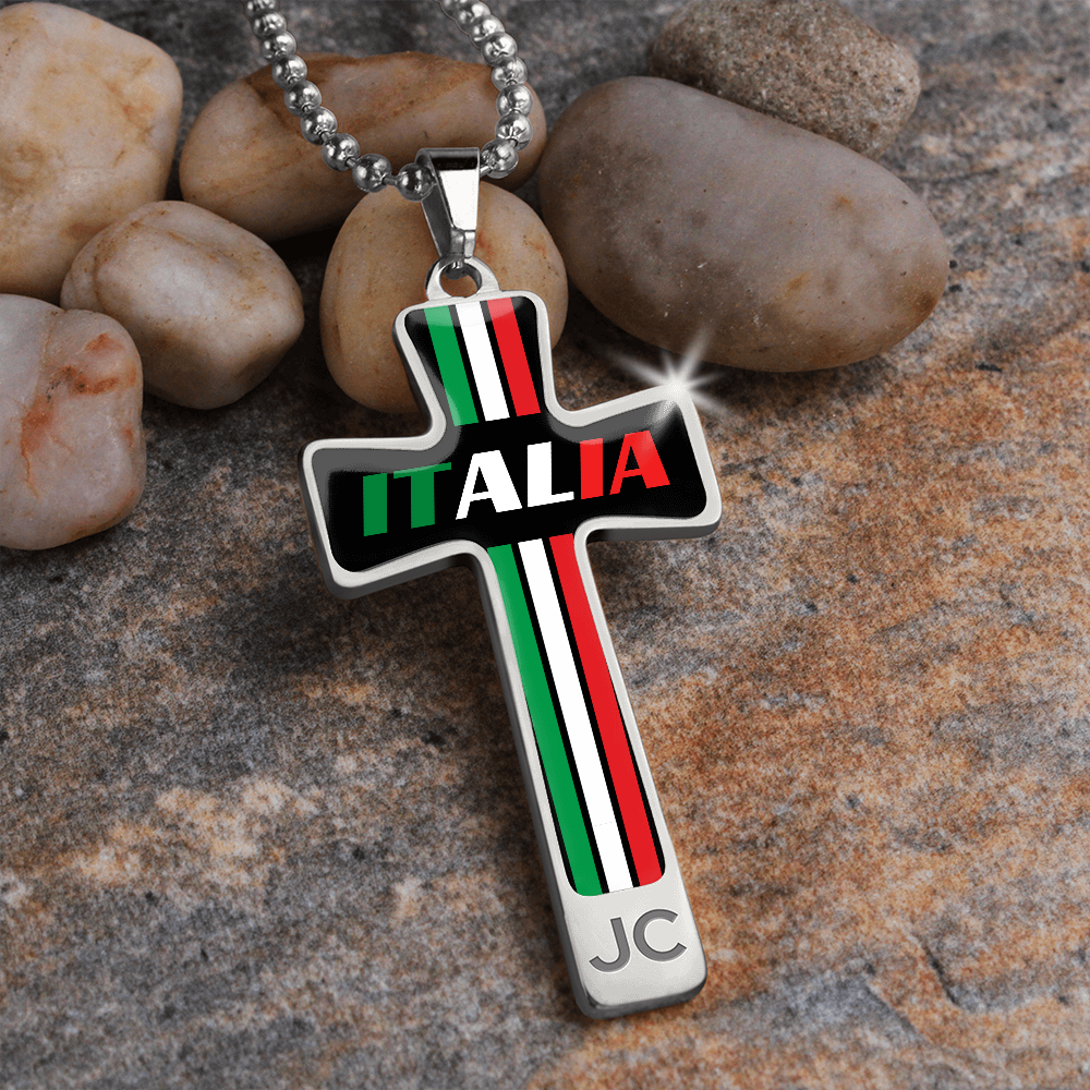 Italia Cross Pendant With Military Ball Chain