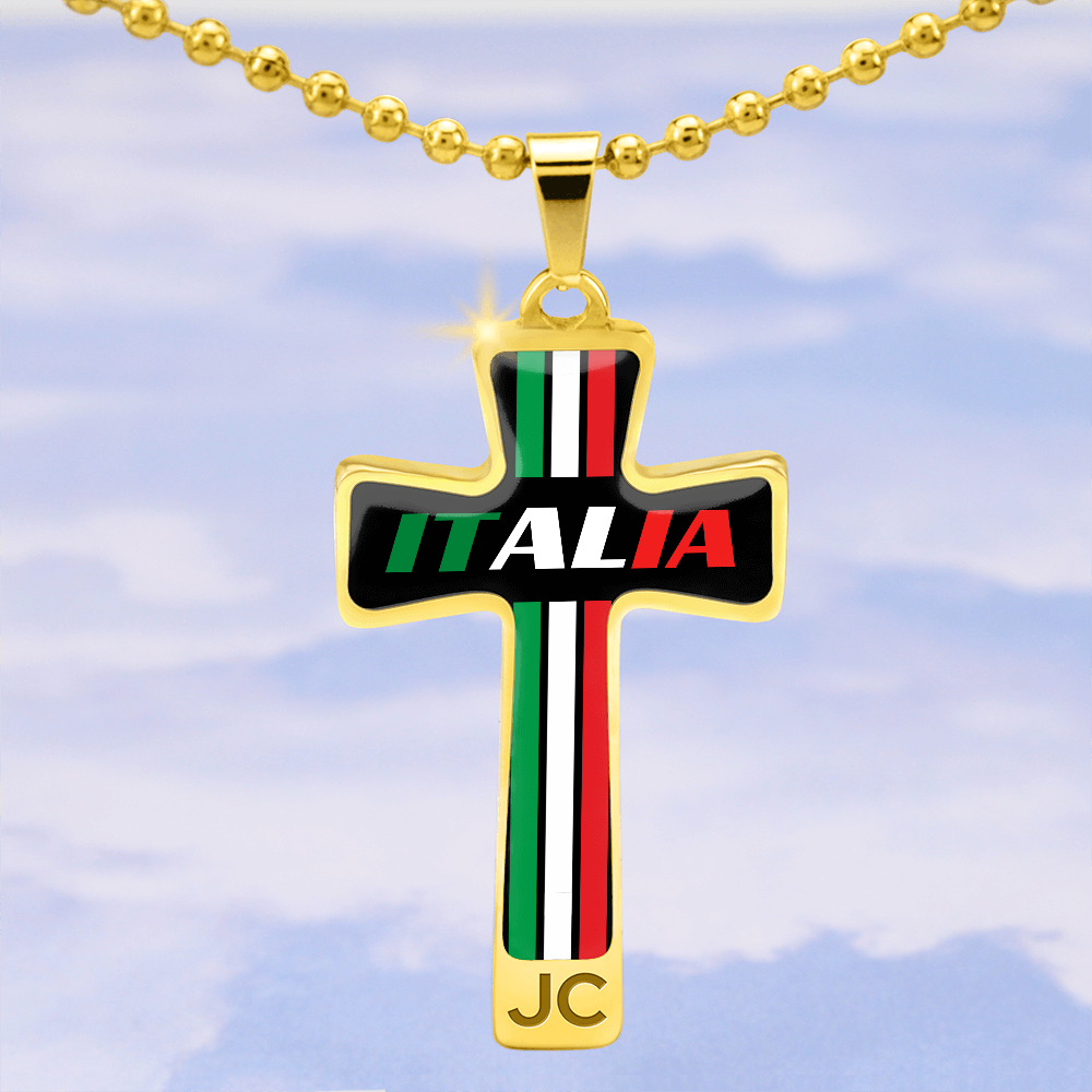 Italia Cross Pendant With Military Ball Chain