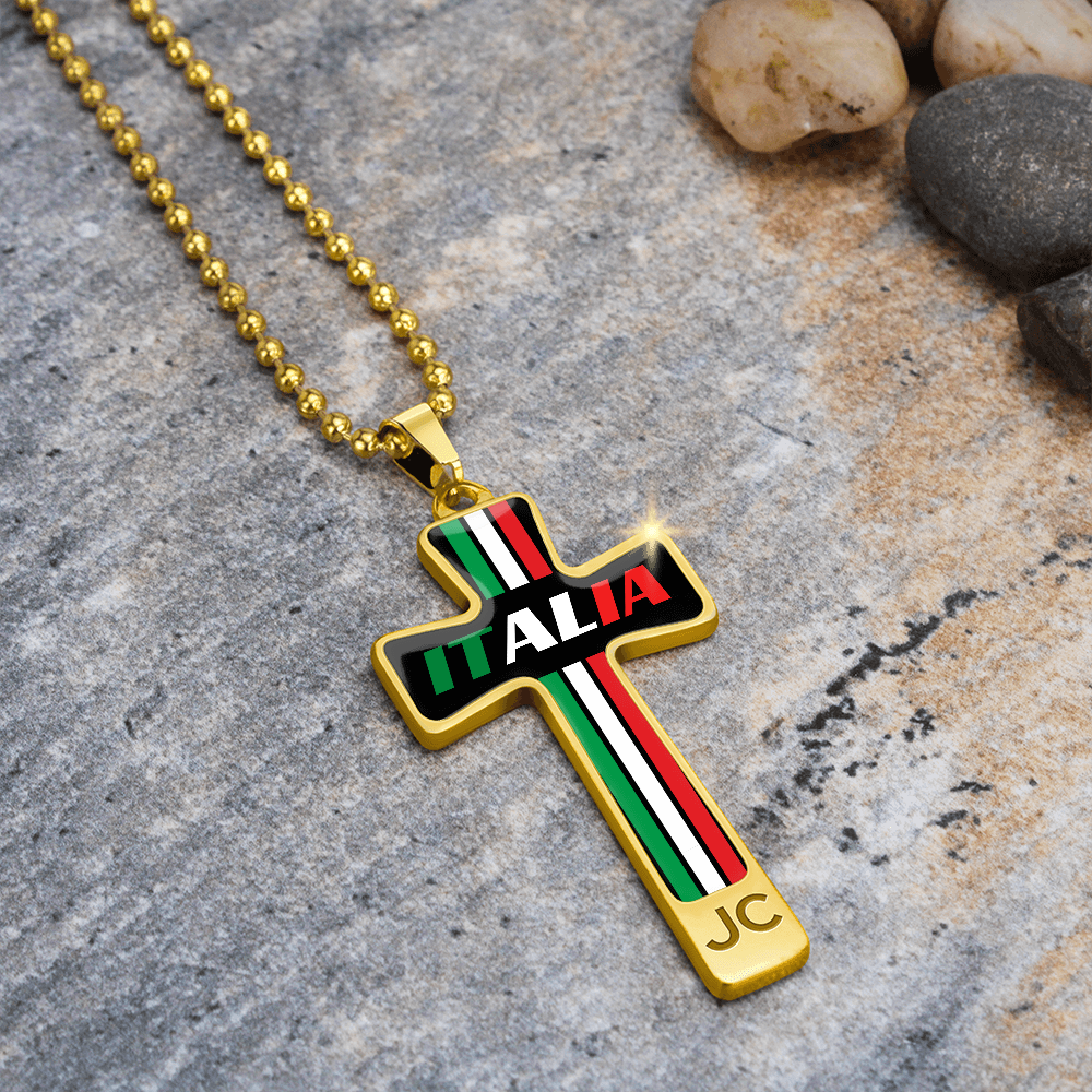 Italia Cross Pendant With Military Ball Chain
