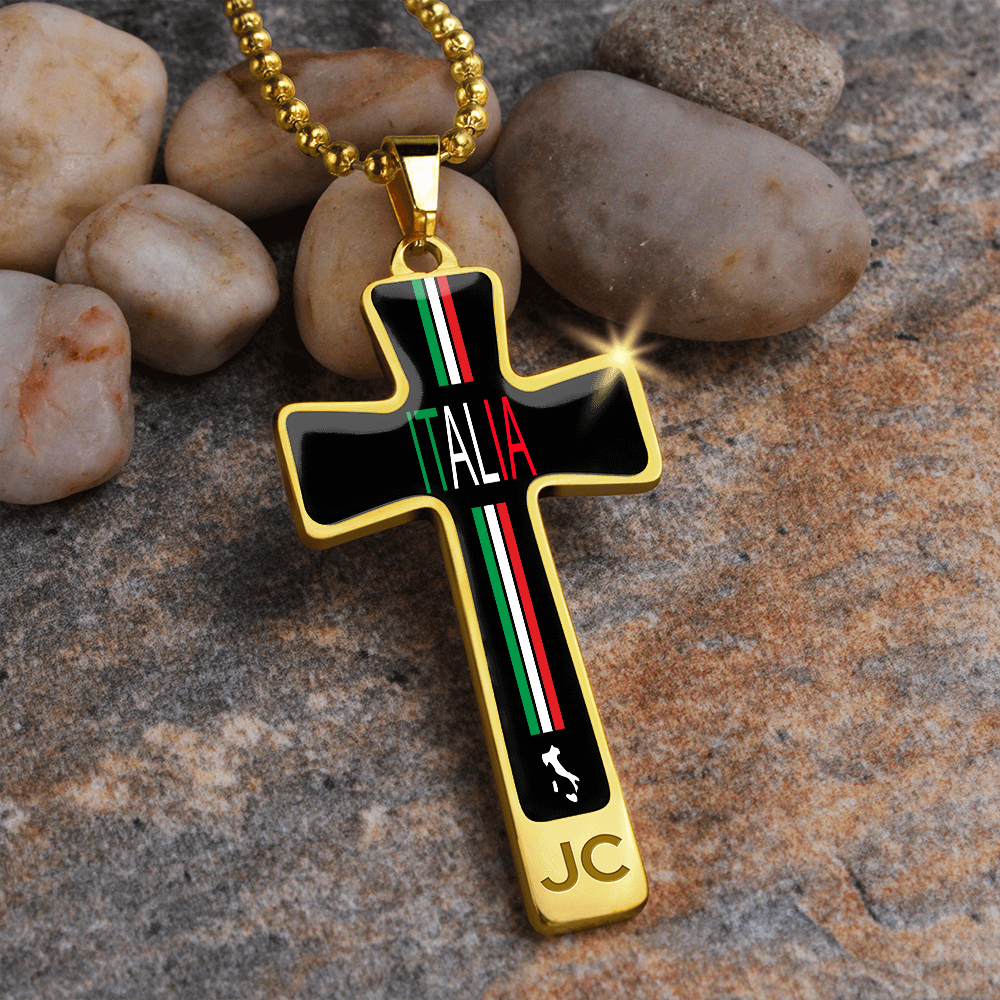 Italia Cross Pendant With Military Ball Chain