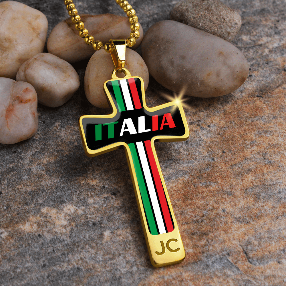 Italia Cross Pendant With Military Ball Chain