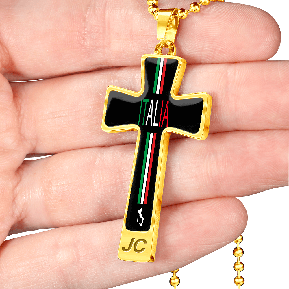 Italia Cross Pendant With Military Ball Chain