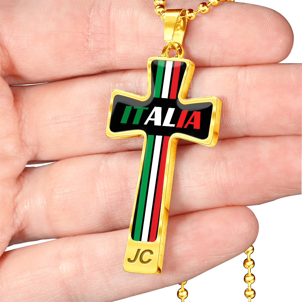 Italia Cross Pendant With Military Ball Chain