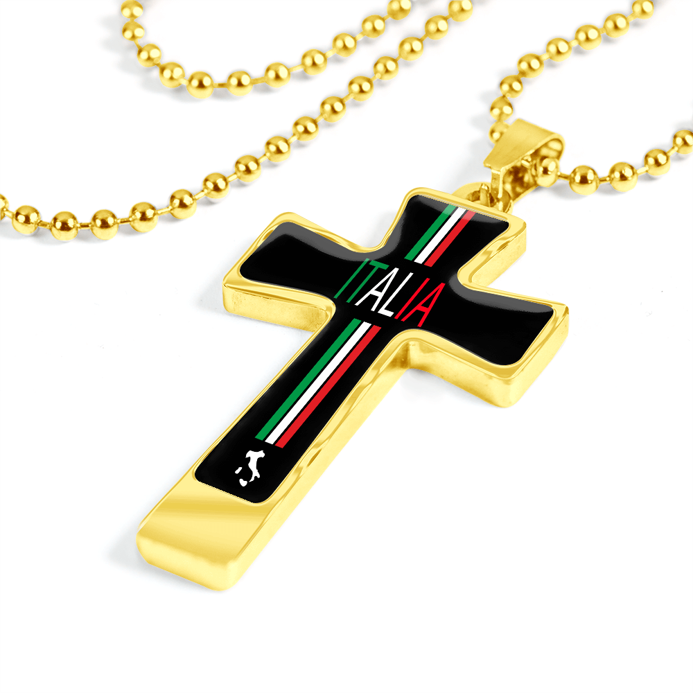 Italia Cross Pendant With Military Ball Chain