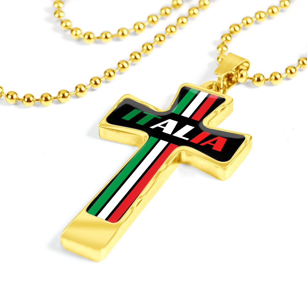 Italia Cross Pendant With Military Ball Chain