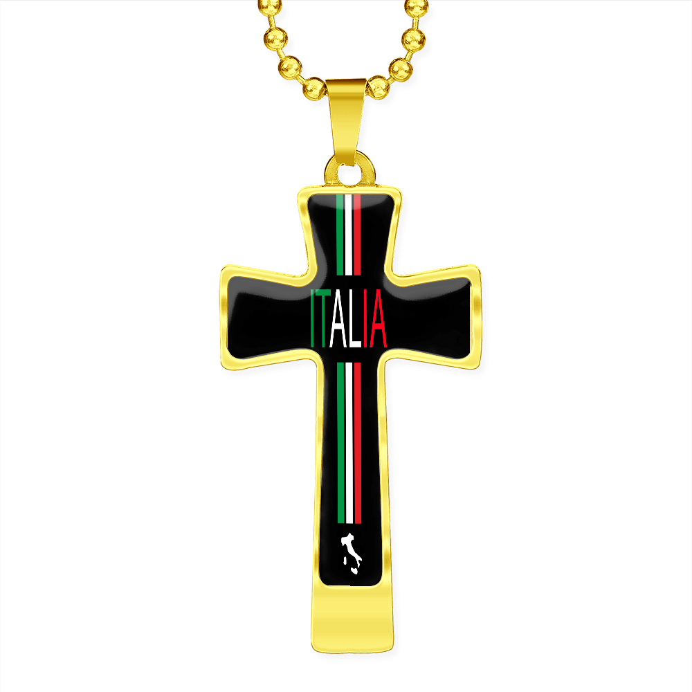 Italia Cross Pendant With Military Ball Chain