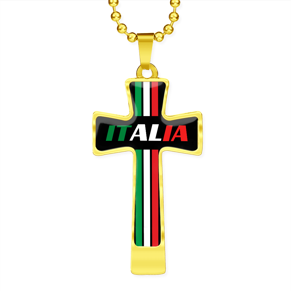 Italia Cross Pendant With Military Ball Chain