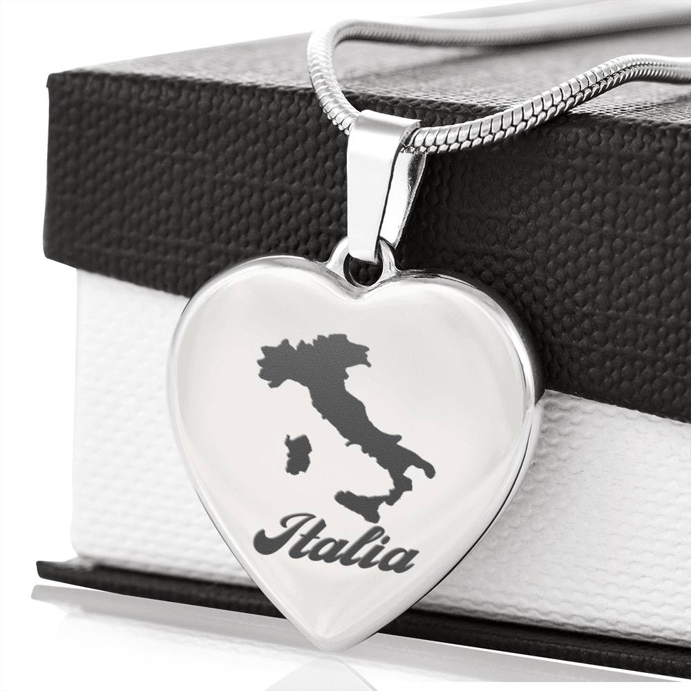 Italia Stainless Steel Engraved Heart Necklace