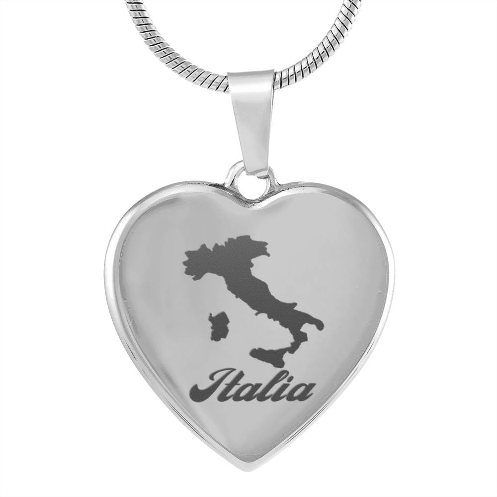 Italia Stainless Steel Engraved Heart Necklace