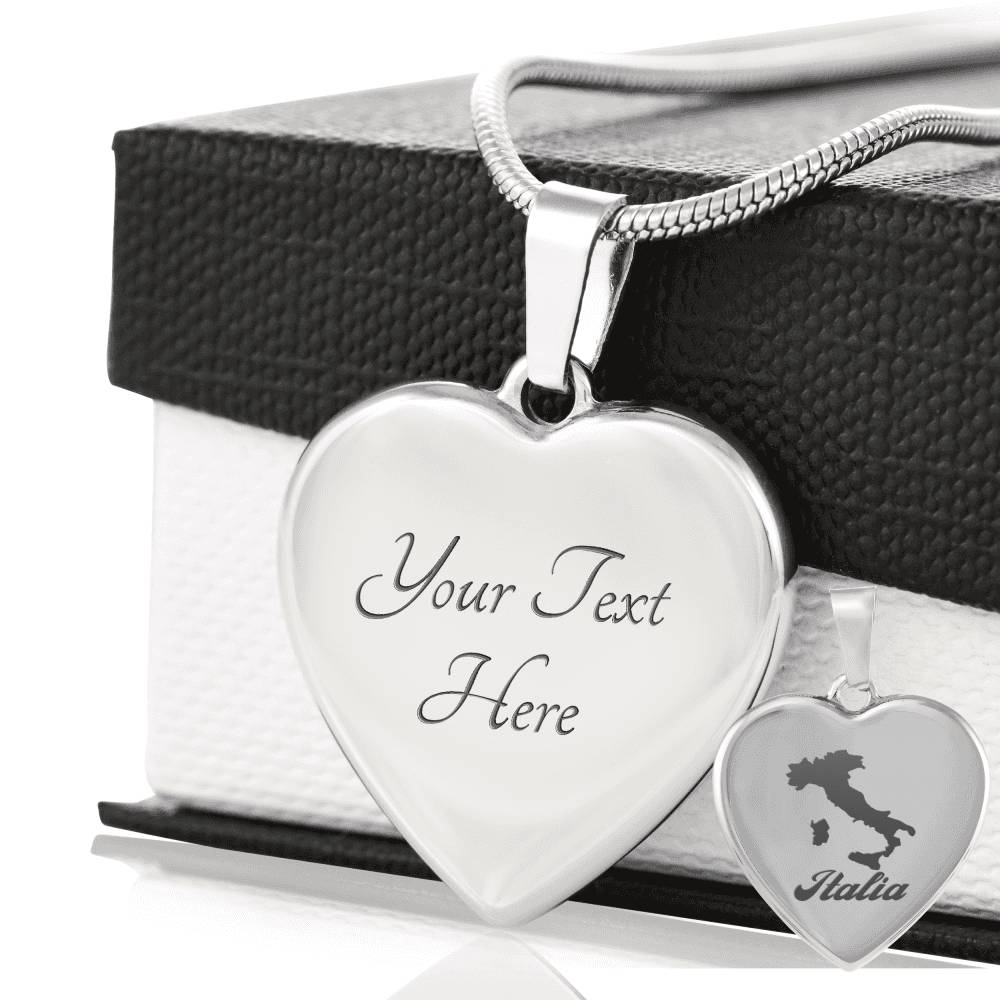 Italia Stainless Steel Engraved Heart Necklace