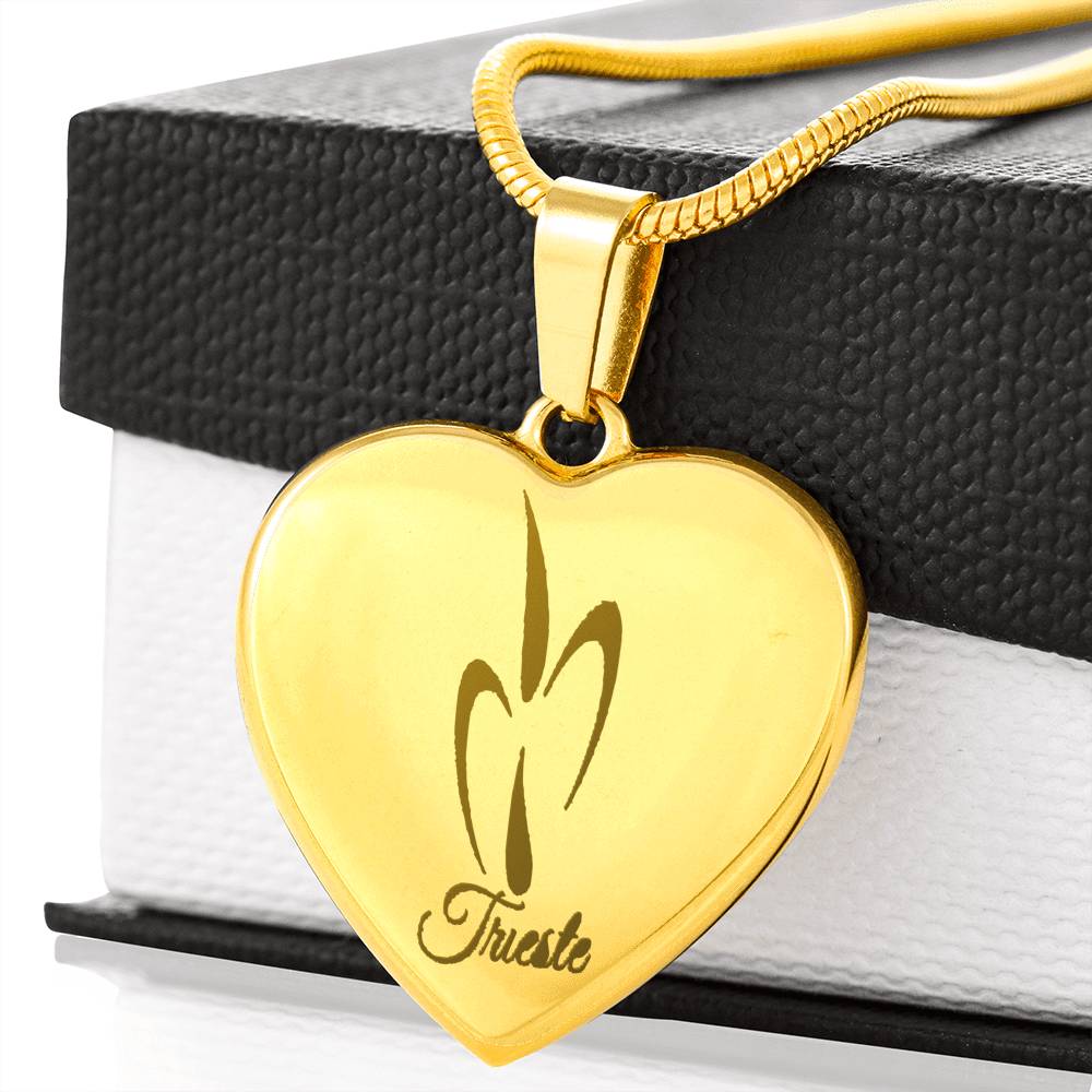 Trieste Heart 18K Gold Plated Engraved Necklace