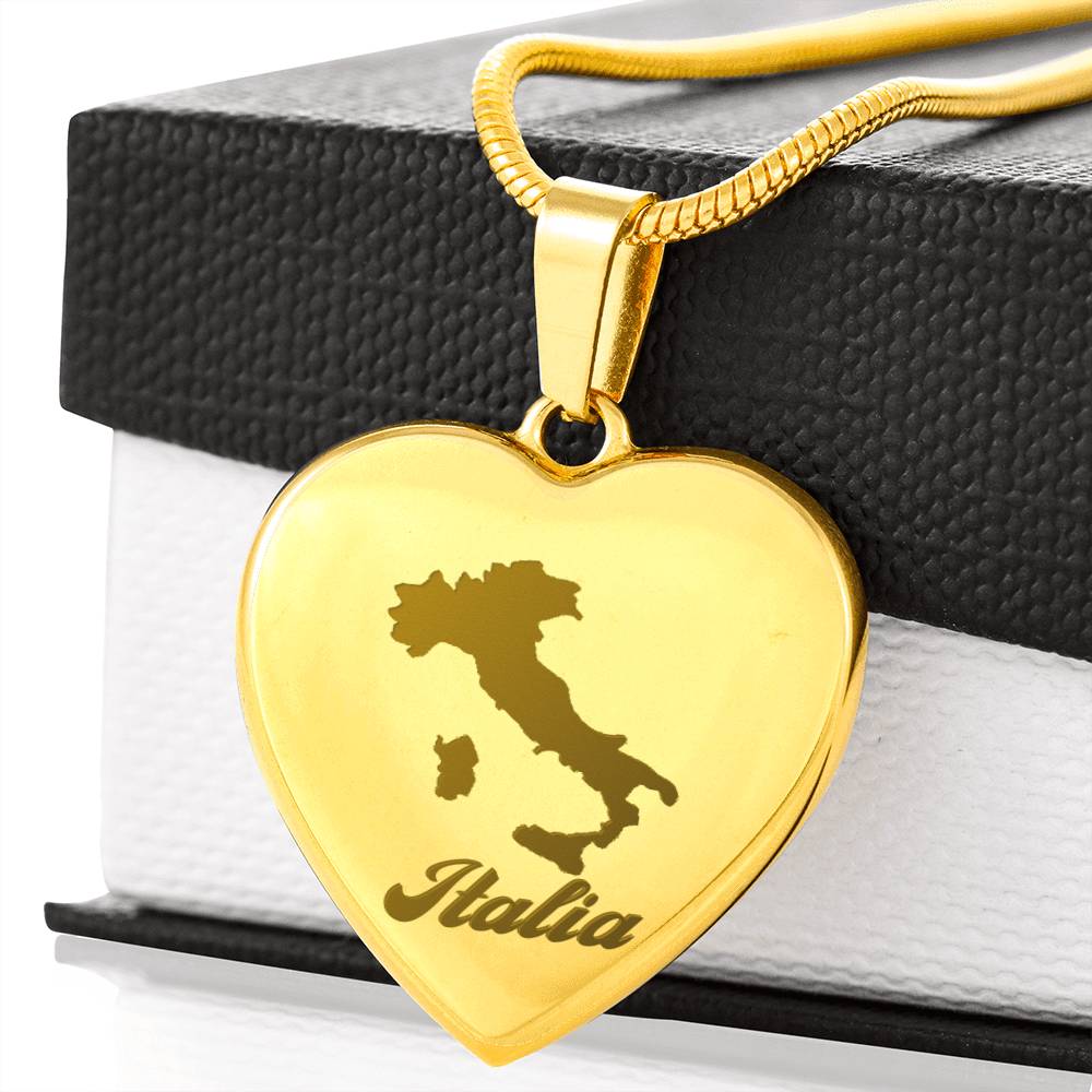 Italia 18K Gold Plated Engraved Heart Necklace