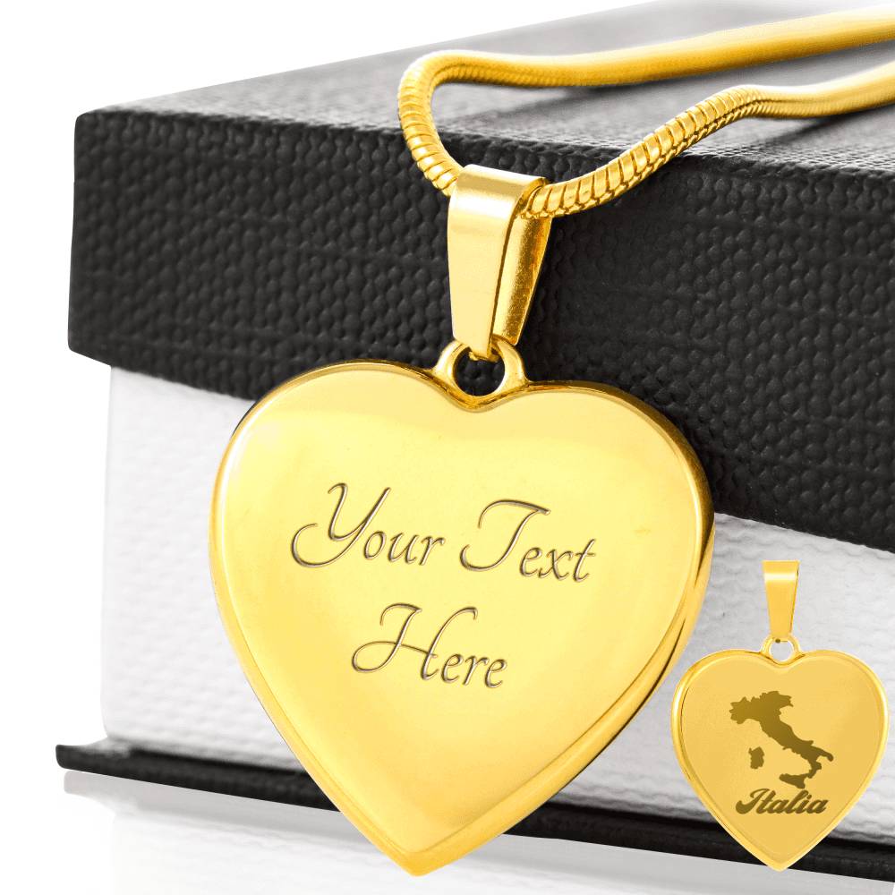 Italia 18K Gold Plated Engraved Heart Necklace