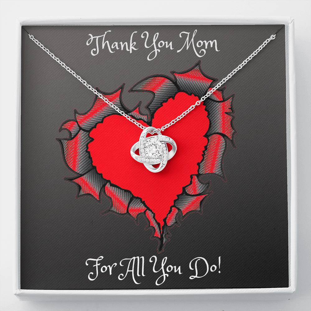 Thank You Mom Love Knot Necklace Mother's Day 2021 Gift Idea Luxury Box