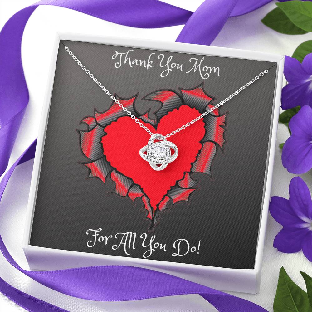 Thank You Mom Love Knot Necklace Mother's Day 2021 Gift Idea Luxury Box