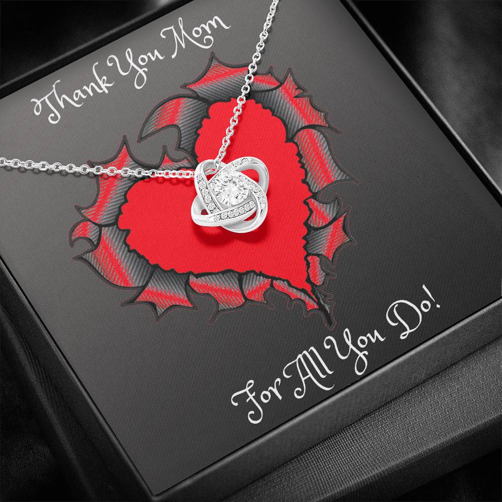 Thank You Mom Love Knot Necklace Mother's Day 2021 Gift Idea Luxury Box