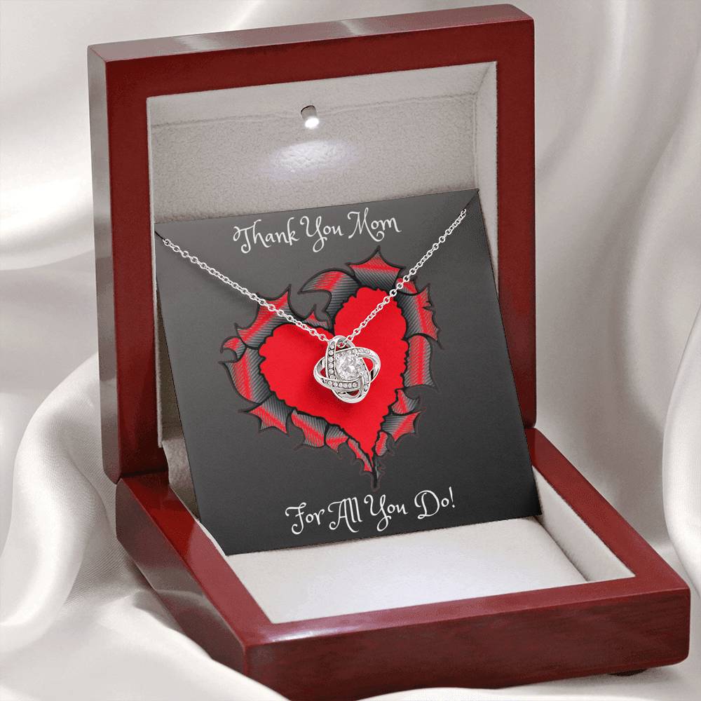Thank You Mom Love Knot Necklace Mother's Day 2021 Gift Idea Luxury Box