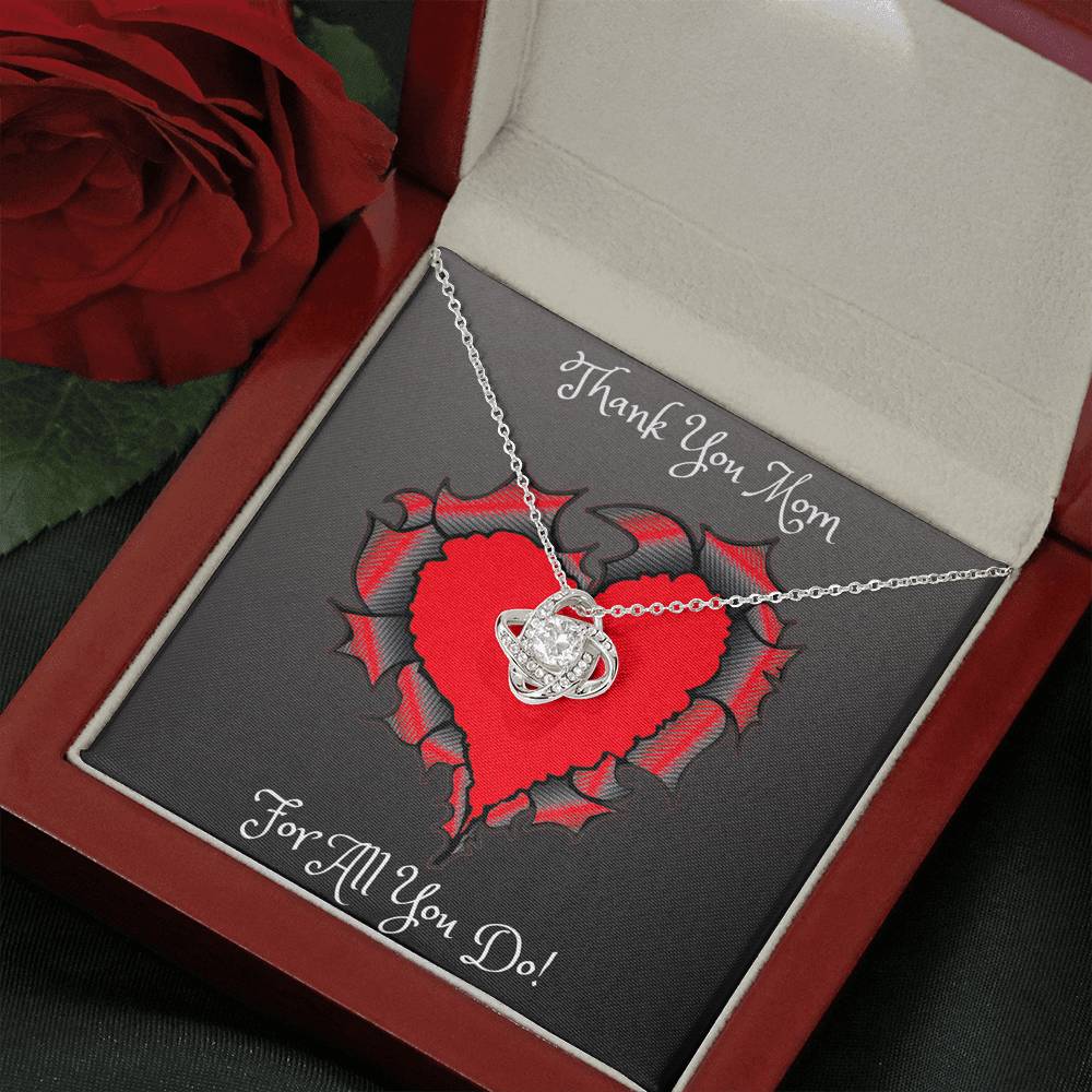 Thank You Mom Love Knot Necklace Mother's Day 2021 Gift Idea Luxury Box