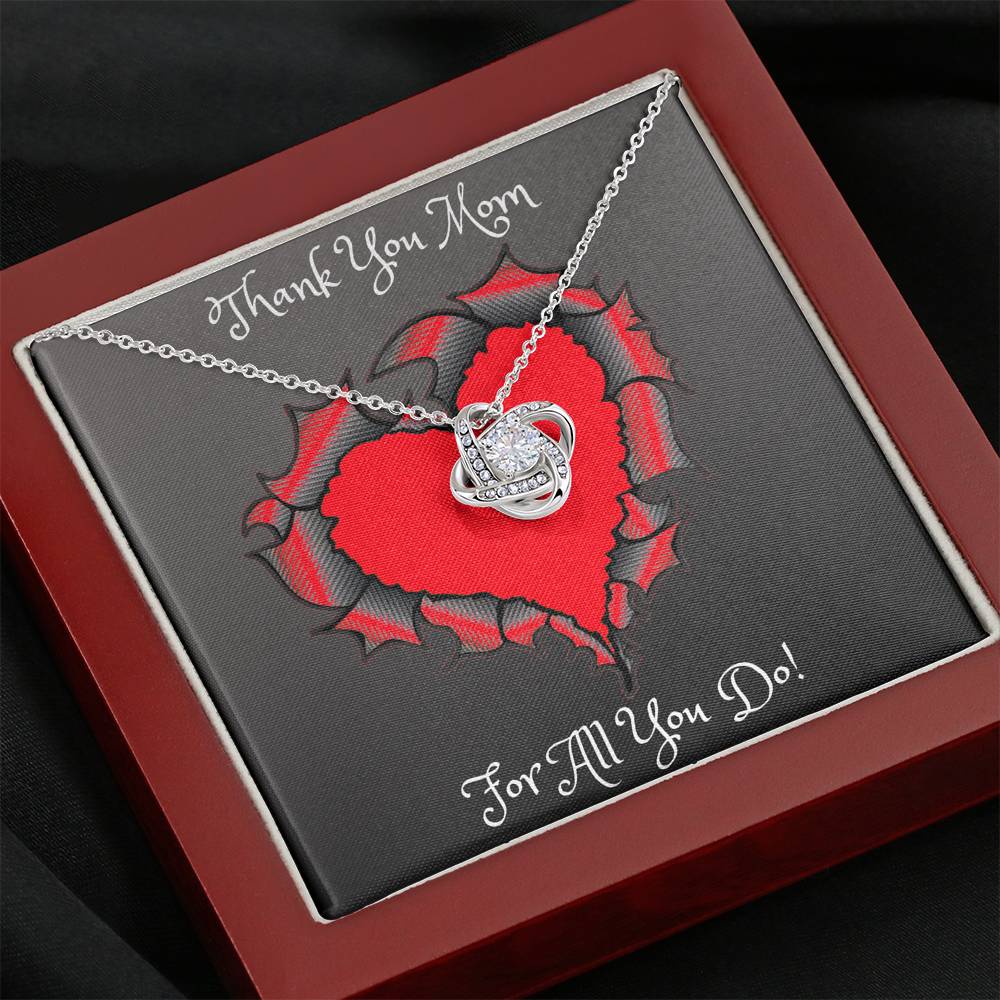 Thank You Mom Love Knot Necklace Mother's Day 2021 Gift Idea Luxury Box