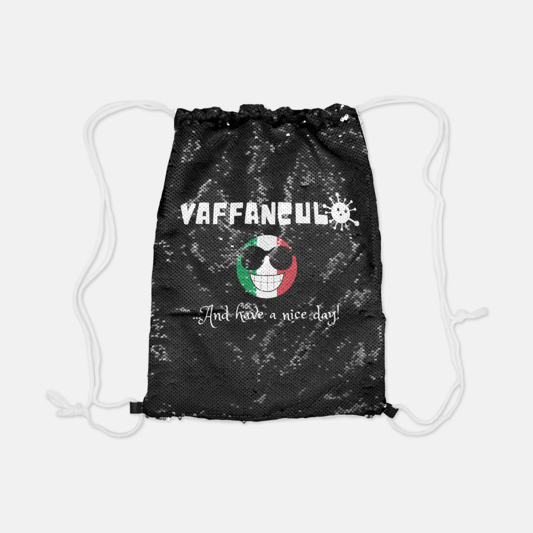 Vaffanculo And Have A Nice Day Sequin Reversible Drawstring Backpack