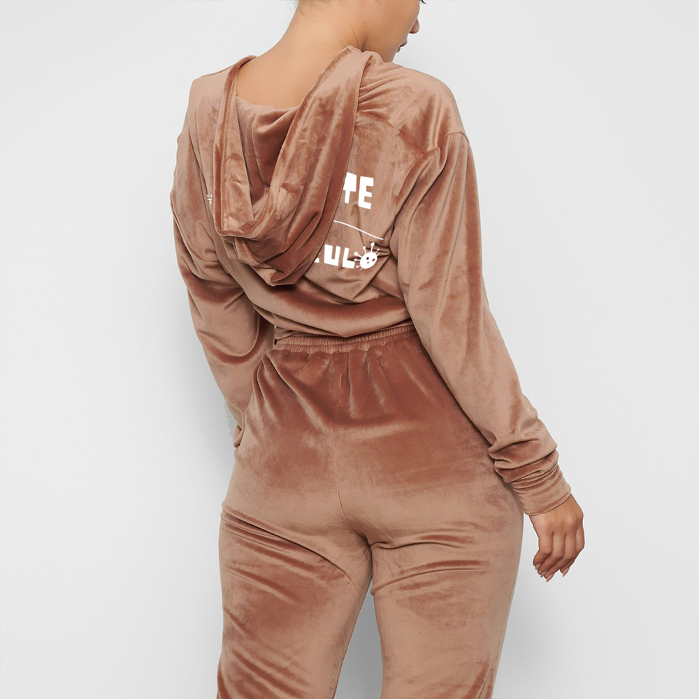 Be Polite Vaffanculo Women's Zippered Tracksuit Golden Velvet  Long Sleeve Hoodie Jacket+Pants