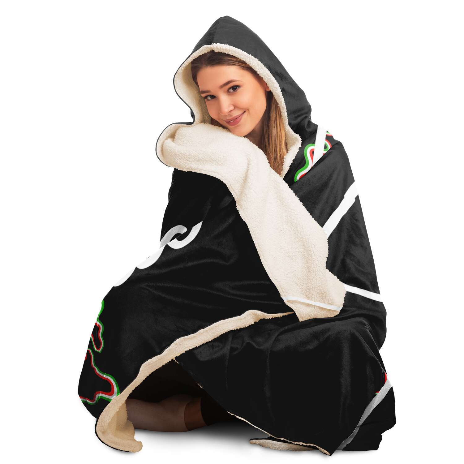 Italia Flag Map Hooded Blanket