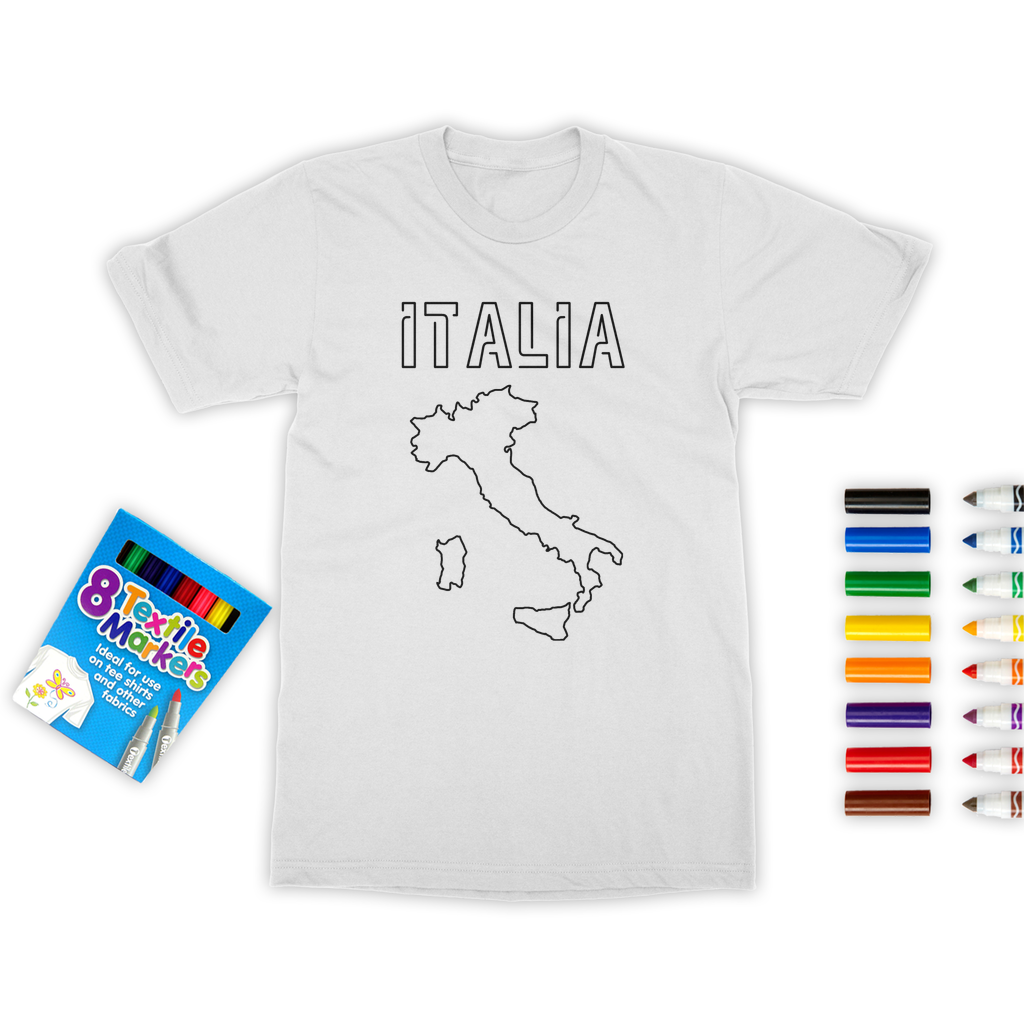 Italia Colouring T-Shirt + 8 Textile Markers