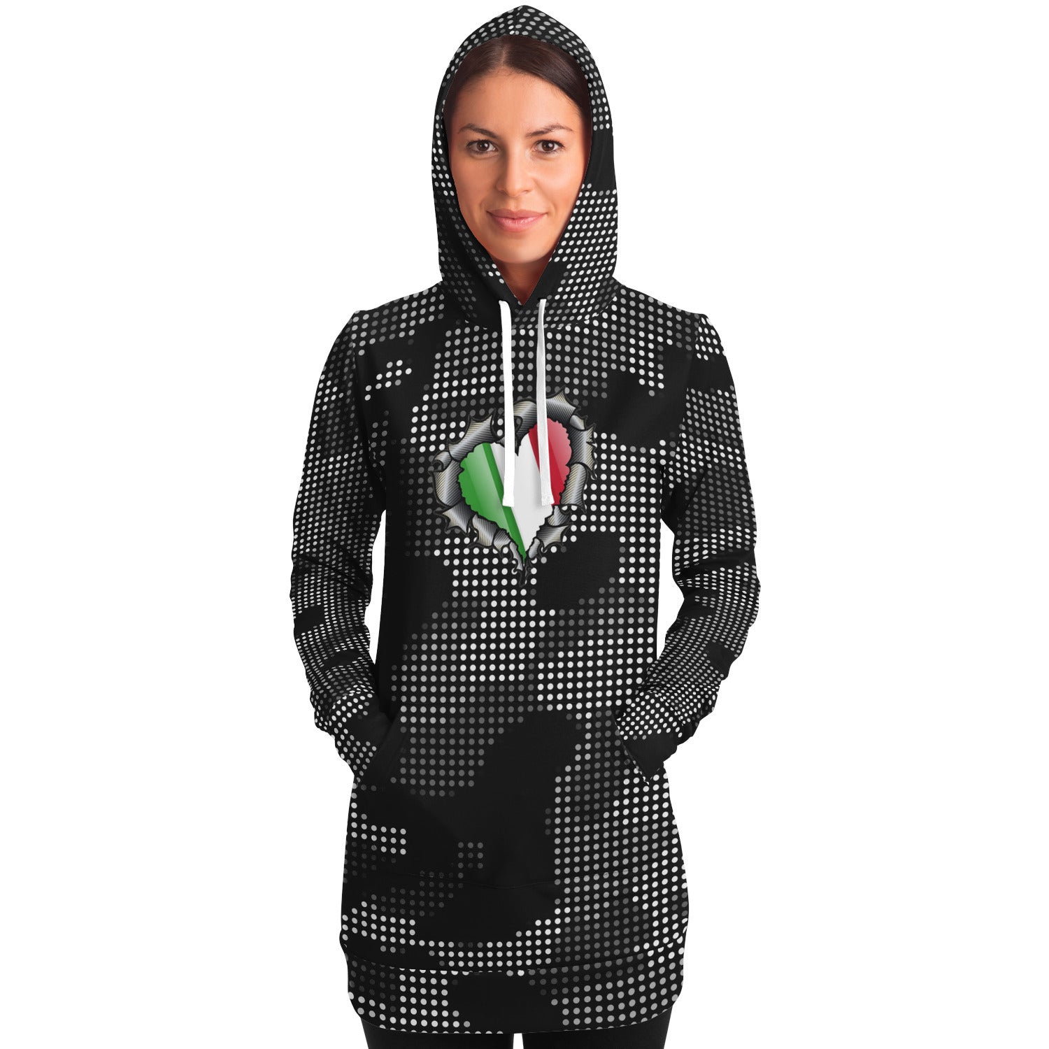 Italian Inside Carbon Fiber Grey Camo Hoodie Dress