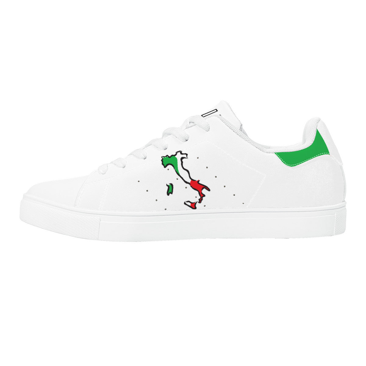 Italia Flag Map Low-Top Leather Sneakers - White