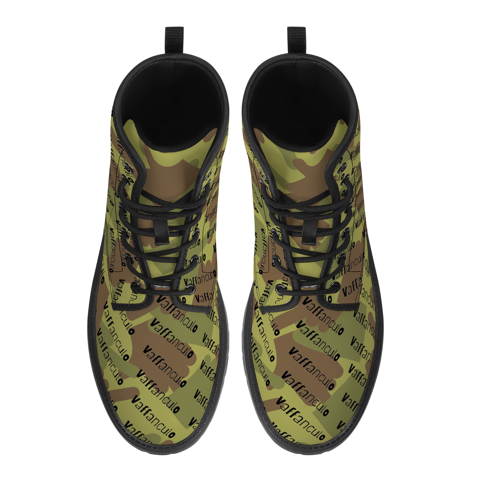 Vaffanculo Green Camo Leather Boots