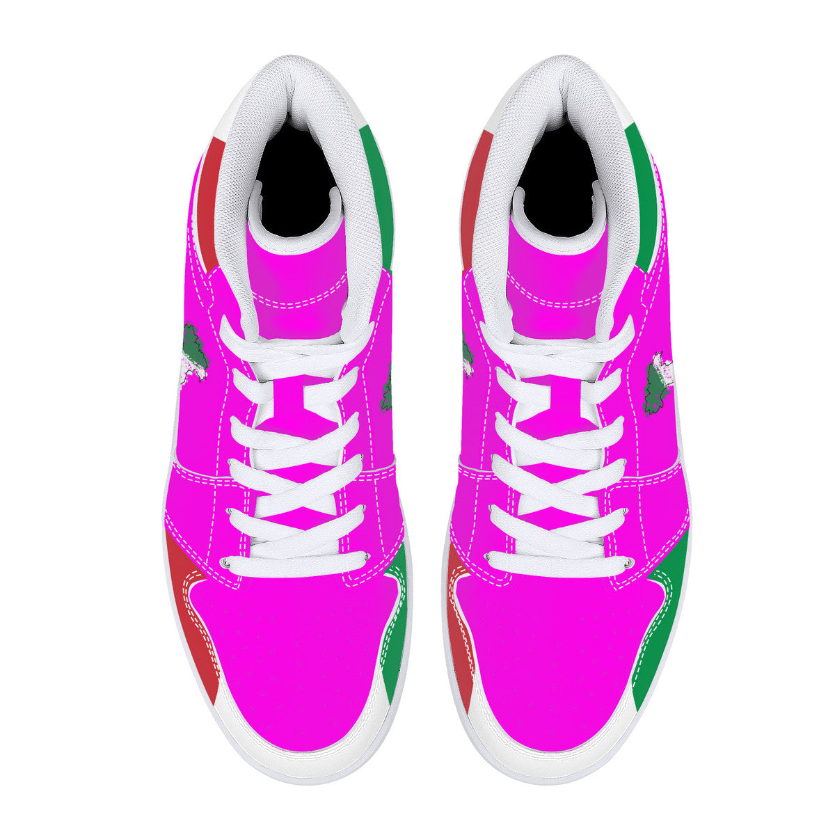 Italia Flag Map High-Top Leather Sneakers - Pink Edition